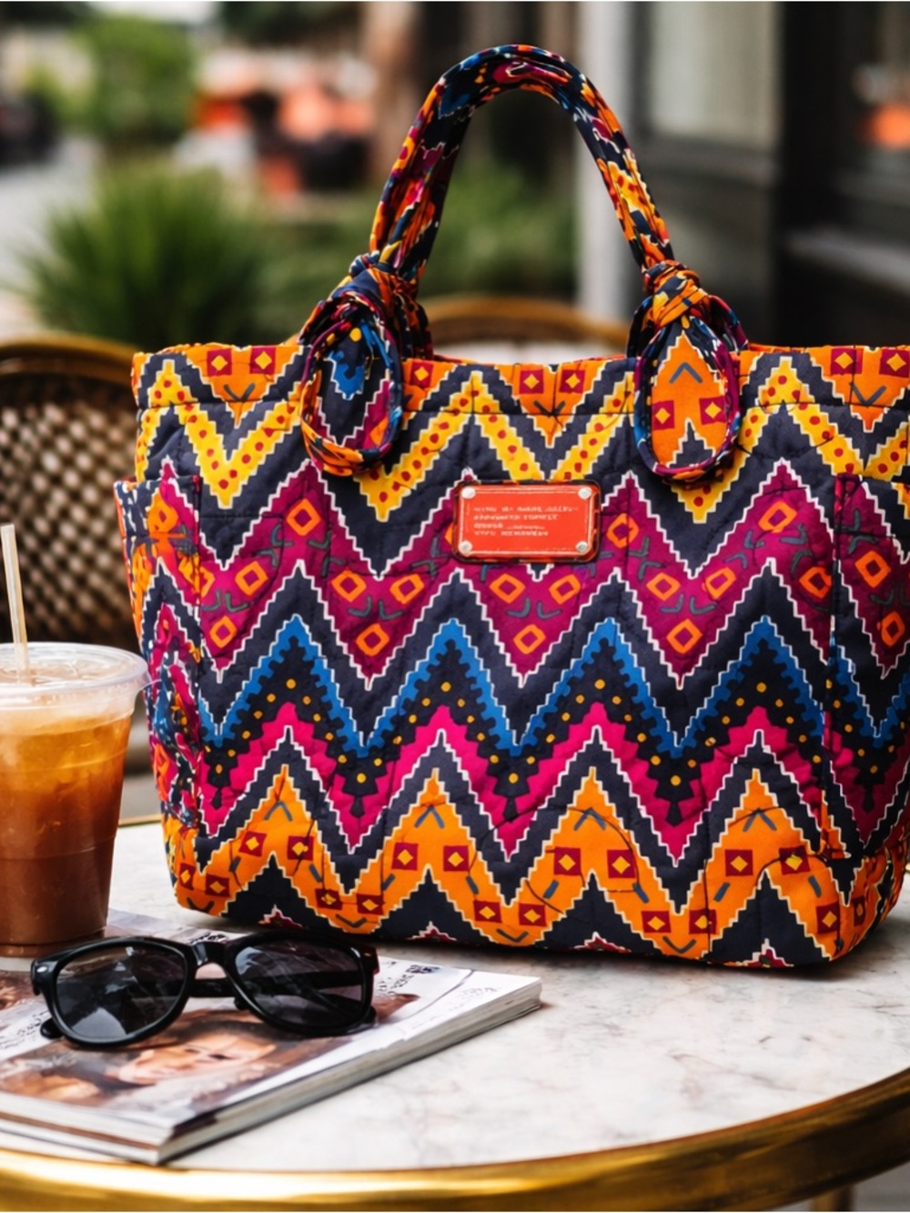 Marc by Marc Jacobs Chevron Nylon Tote in Orange, Pink & Navy